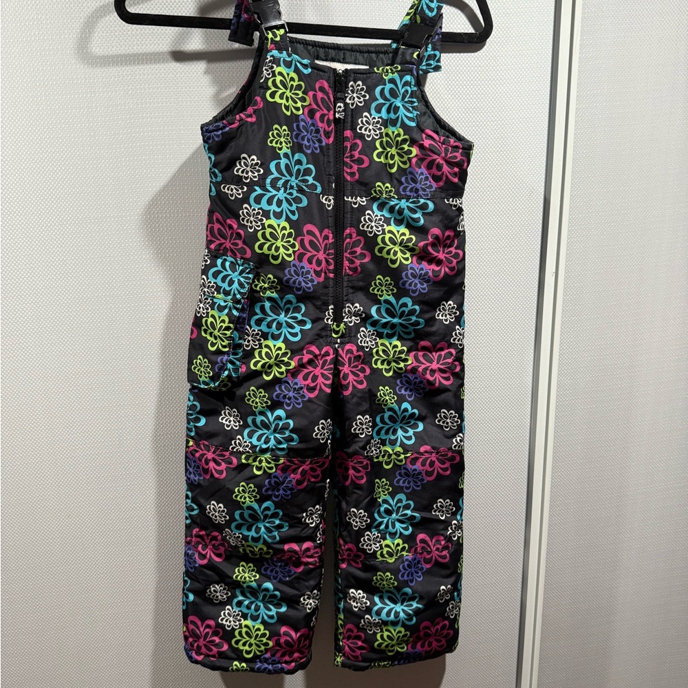 London Fog Kids Colorful Floral Overalls Bib size 5-6 yr